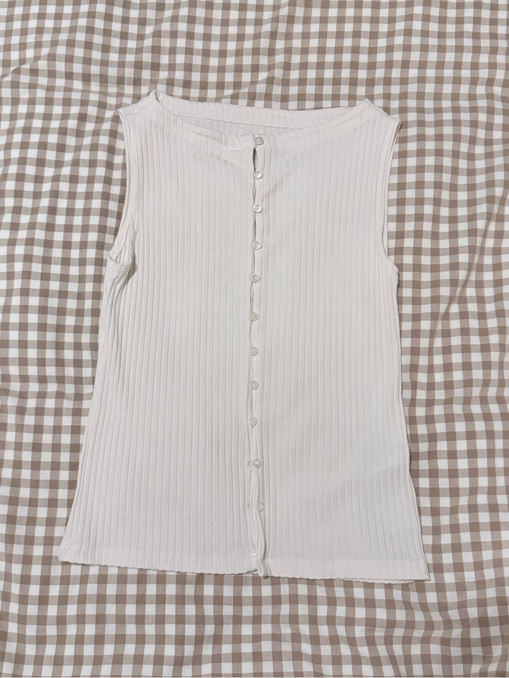 A&F Wide-Ribbed Button Through Slash Top